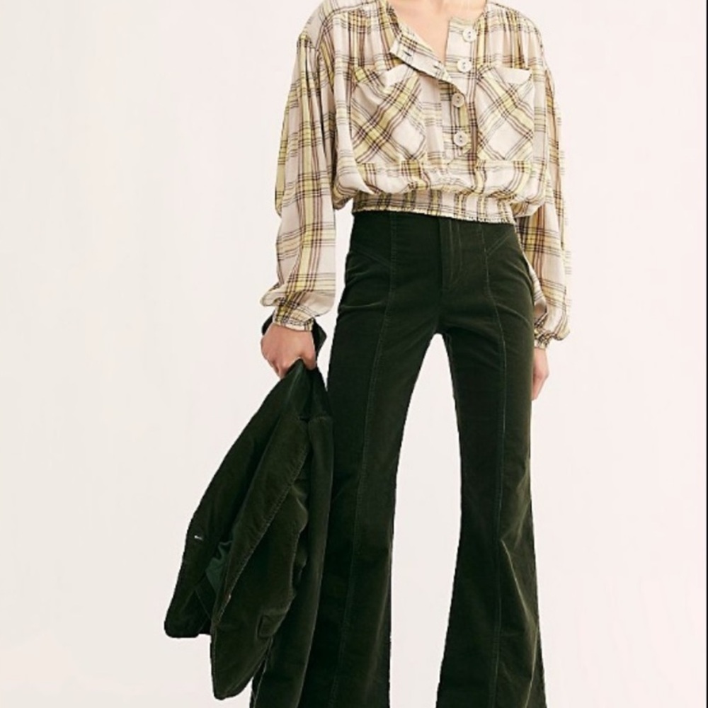 FREE PEOPLE - It’s the Good Life Plaid Top with Pale Green Accents - Picture 8 of 12